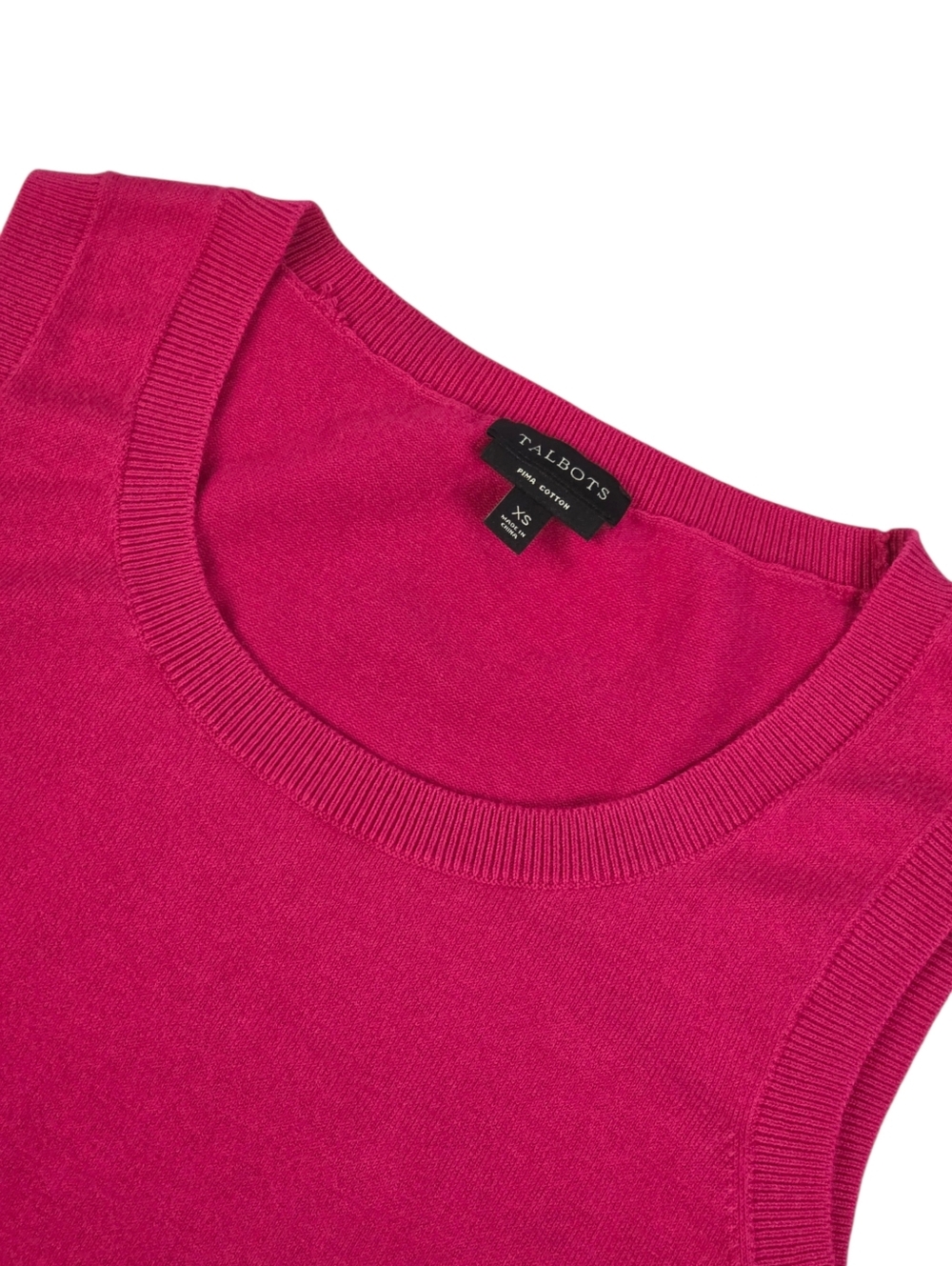 Talbots Pima Cotton Sweater Knit Tank XS Hot Pink Sleeveless Office Preppy - Picture 2 of 6